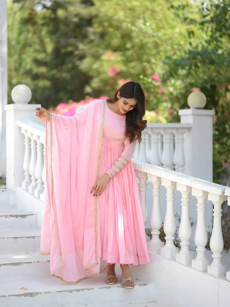 Blush Elegance Flowing Pink Attire - Image 3