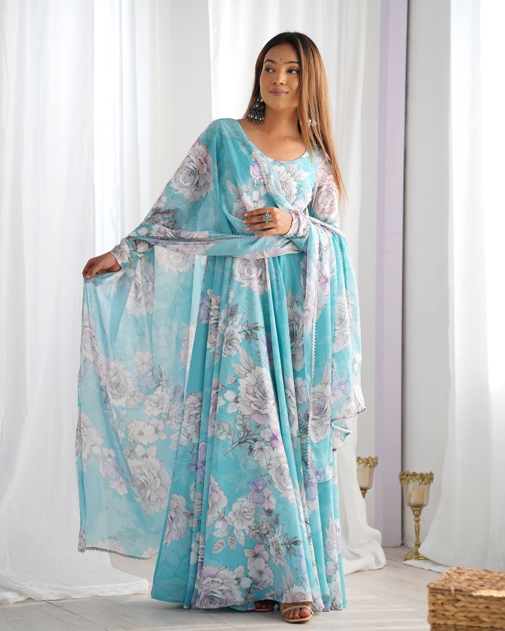 Elegance in Bloom: Floral Chiffon Delight - Image 2