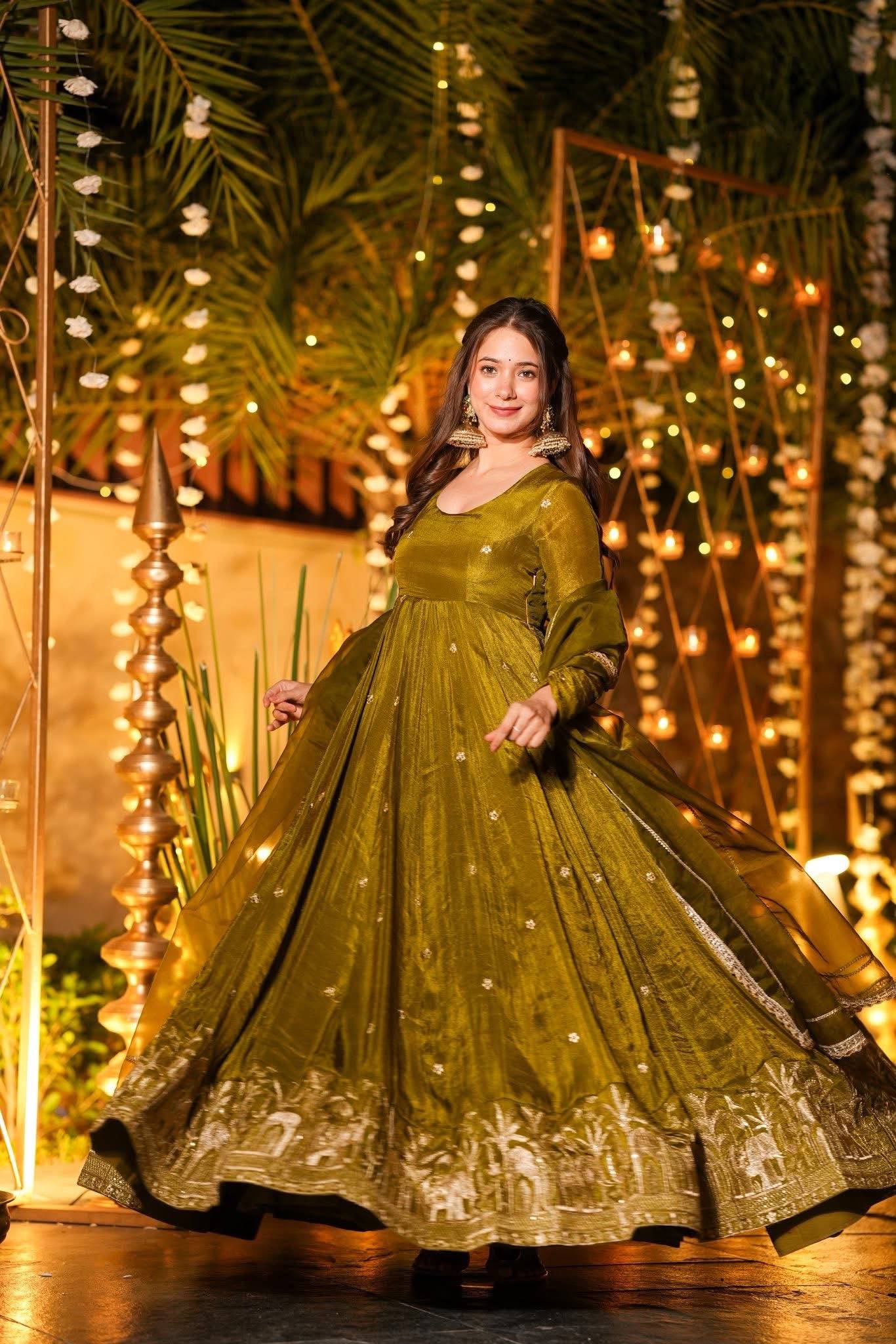Elegance in Olive Green Attire - Image 2