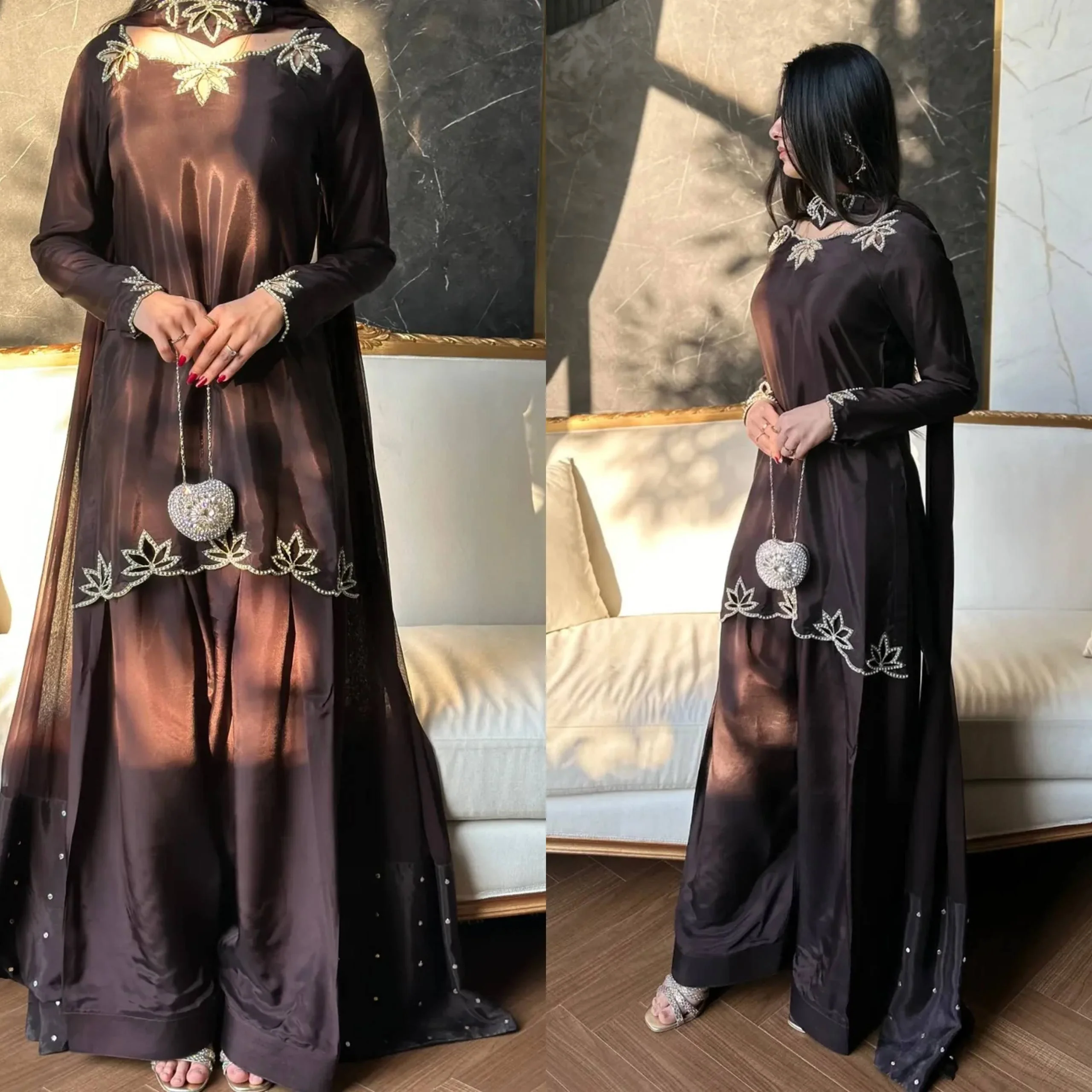 Graceful Attire with Floral Embellishments