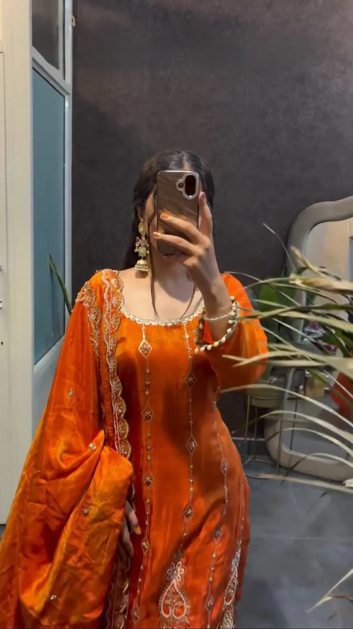 Radiant Elegance in Vibrant Orange - Image 2