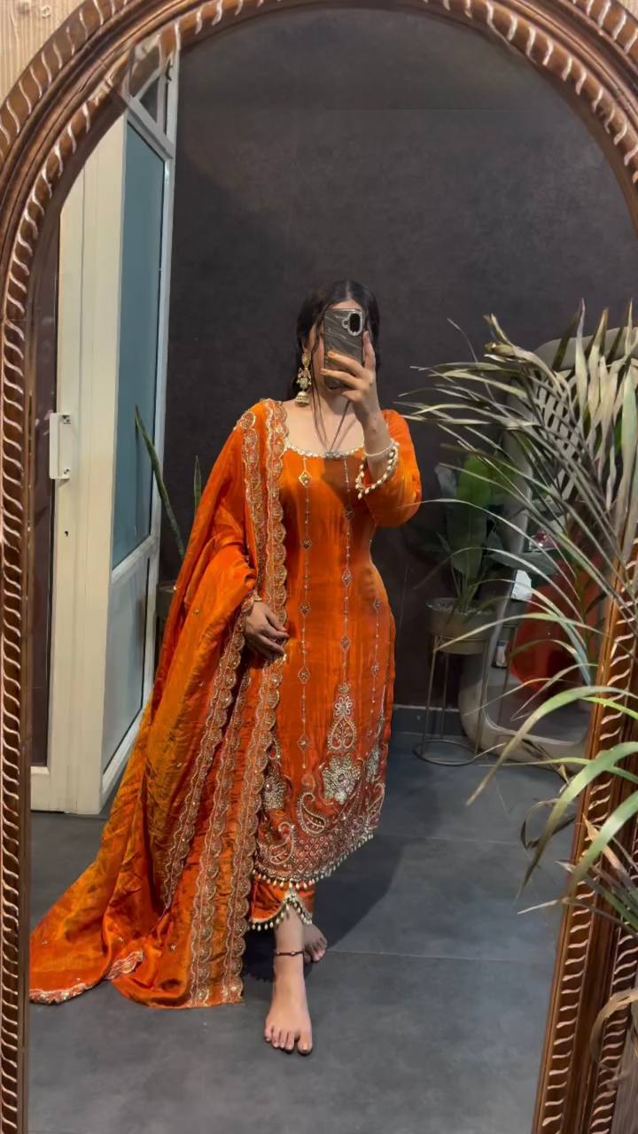 Radiant Elegance in Vibrant Orange - Image 3
