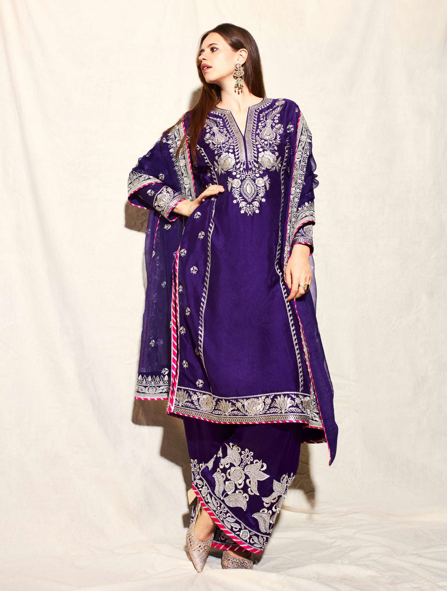 Royal Orchid Embroidered Ensemble Suit - Image 4