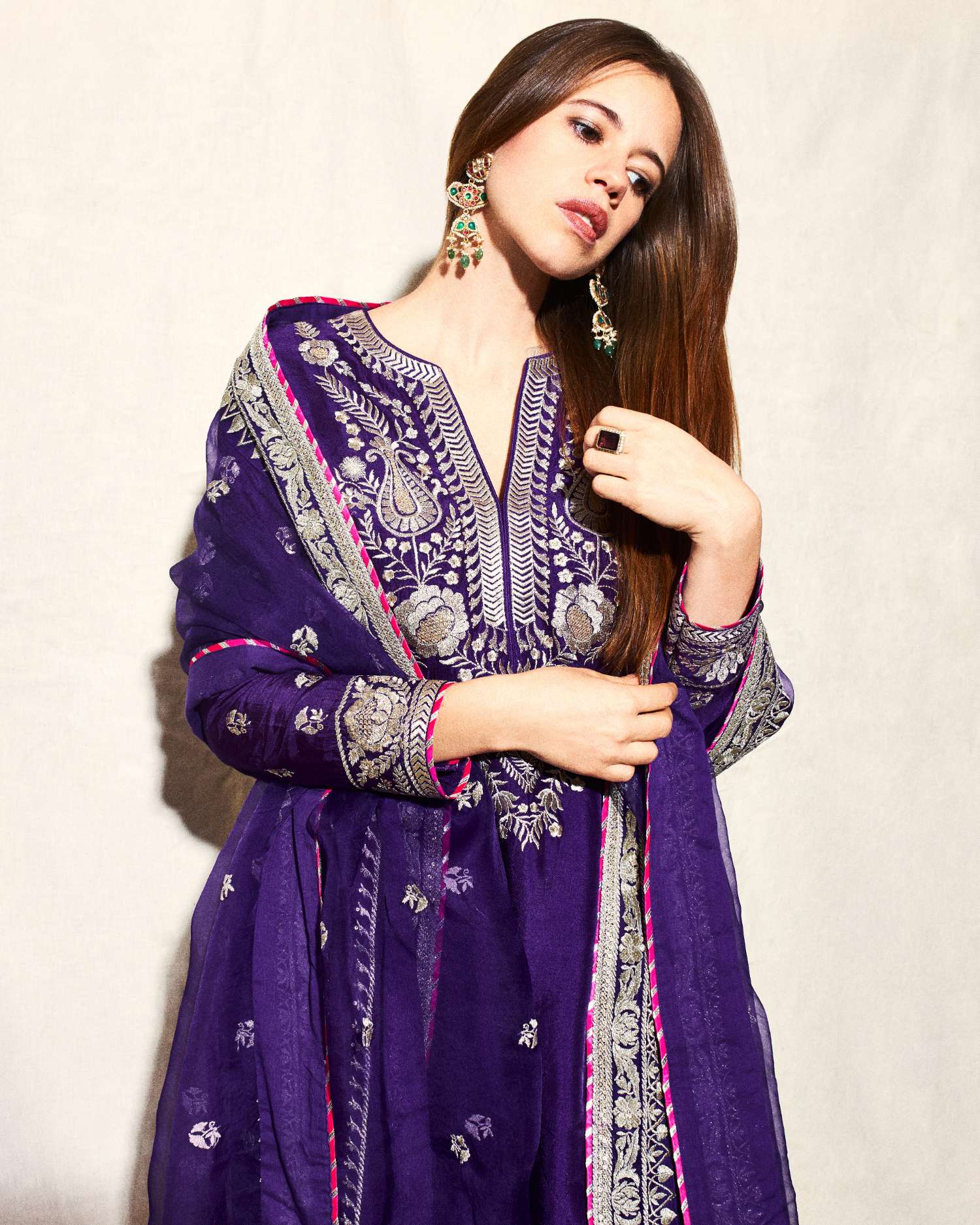 Royal Orchid Embroidered Ensemble Suit - Image 5