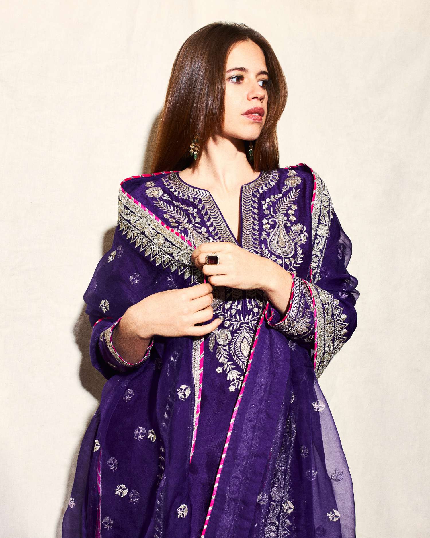 Royal Orchid Embroidered Ensemble Suit - Image 7